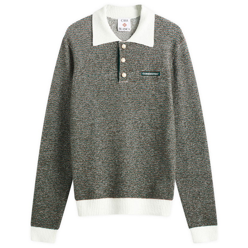 Villapaita Casablanca Casablanca Boucle Stripe Polo Vihreä | MS25-KW-894-01