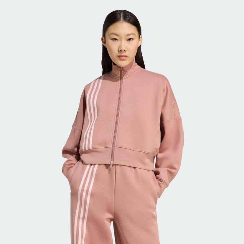 Huppari adidas Performance 3-Stripes Zip-Up Cropped Sweatshirt Vaaleanpunainen | JW3609