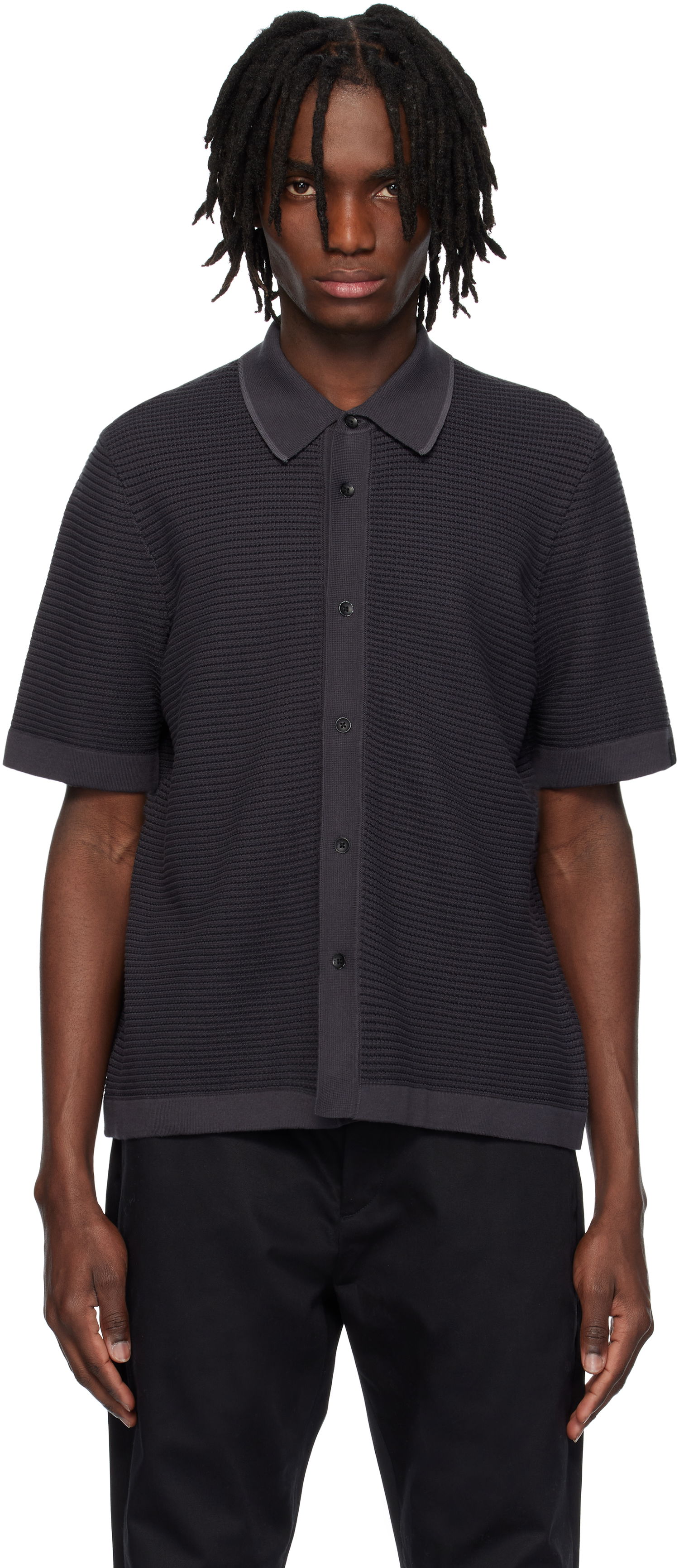 Poolopaita rag & bone Rag & Bone Harvey Striped Jacquard Knit Polo Musta | MBS25S025BC25, 0