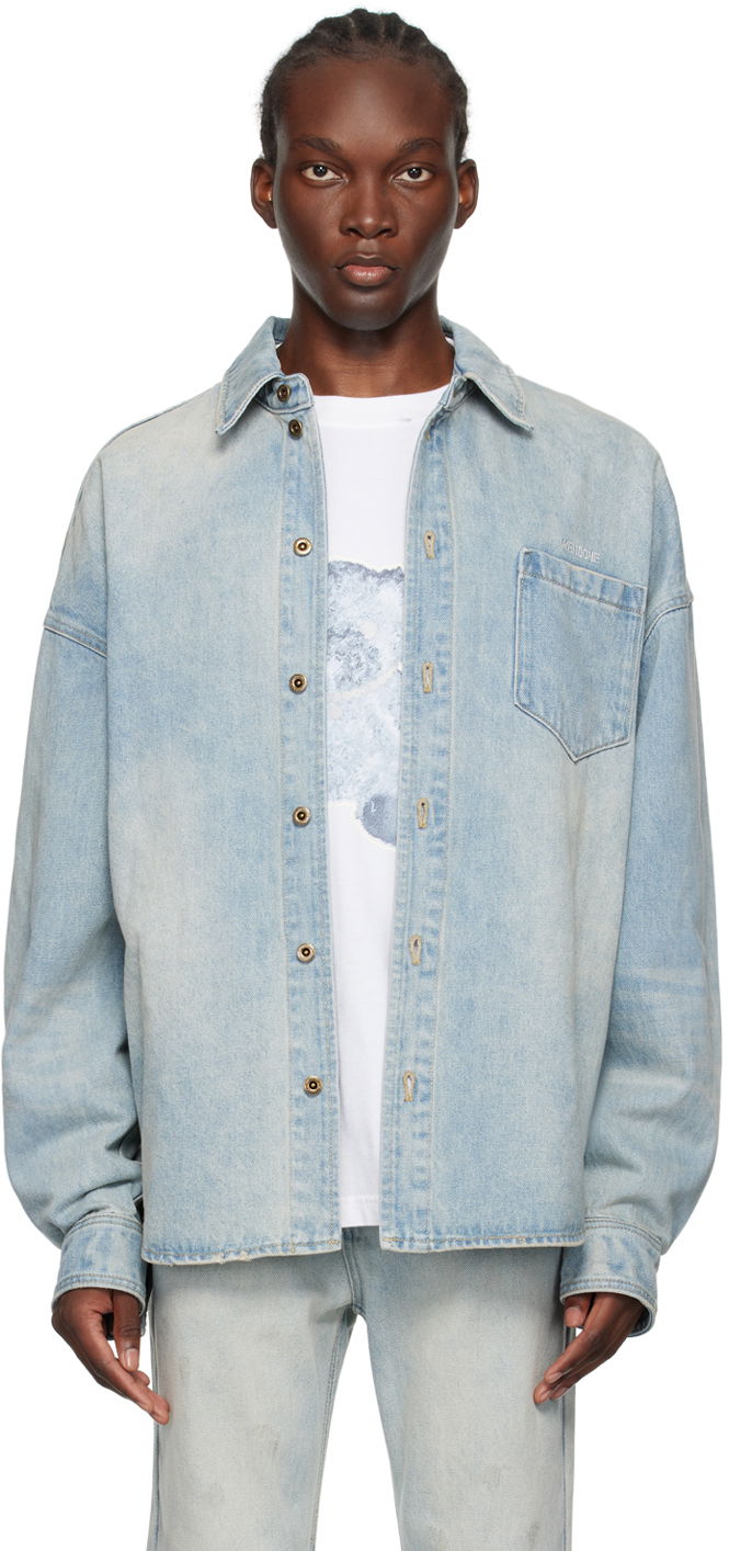 Paita We11done Washed Denim Shirt Sininen | WD-DB2-24-354-U-SK