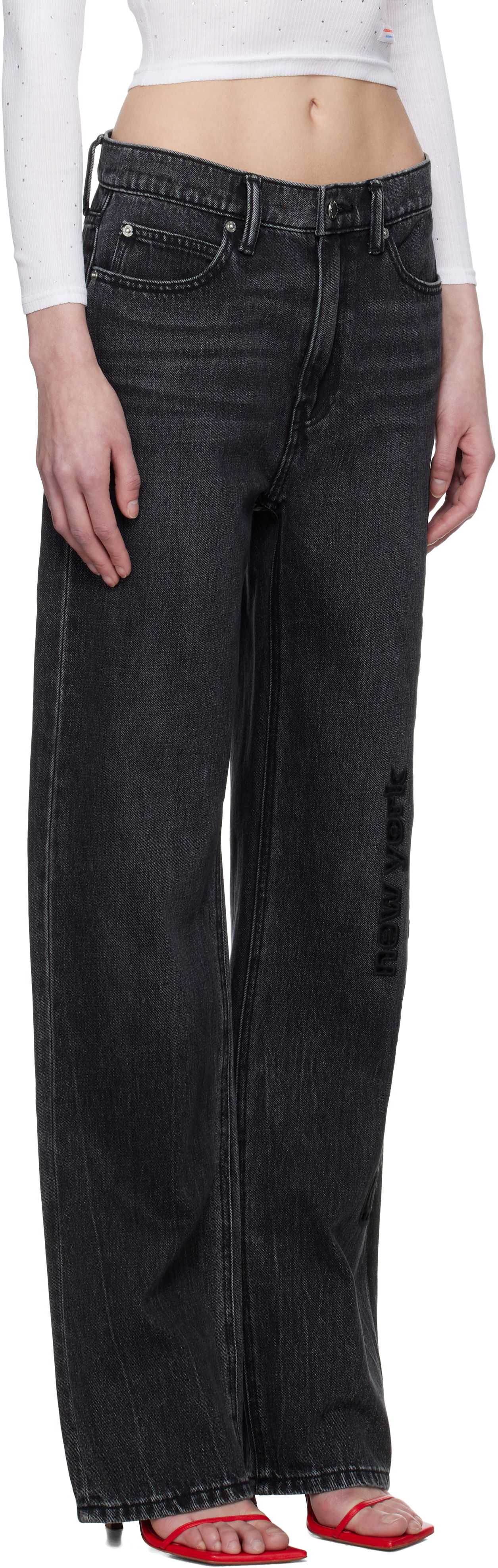 Jeans Alexander Wang Alexander Wang EZ Cut-Out Logo Jeans Musta | 4DC1254691, 1