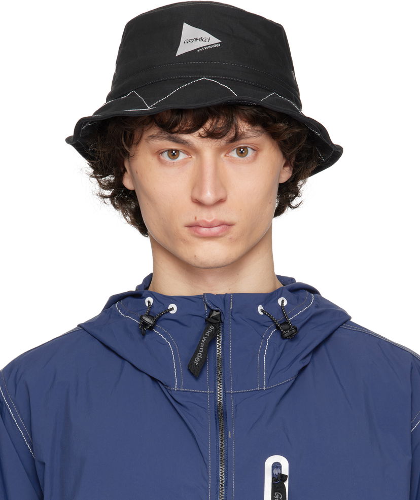 Hattu and wander Gramicci Edition ZigZag Stitch Bucket Hat Musta | GAC5-S3012