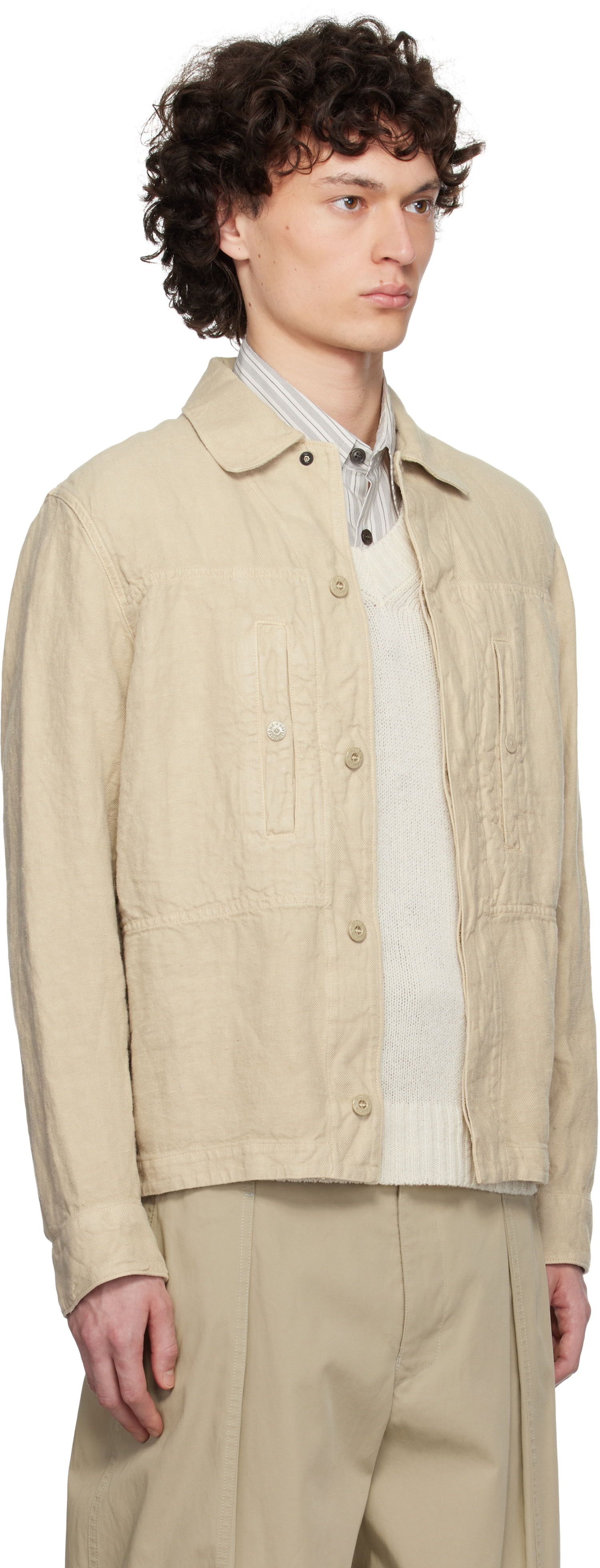 Takit Stone Island Stone Island Diagonal Linen Overshirt Beige | K1S15 1200010 S00F8, 1