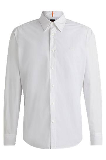 Paita BOSS Regular-Fit Cotton Poplin Shirt Valkoinen | 50518304