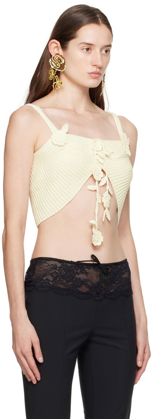 Tankkitoppi Blumarine Flower Lace-Up Camisole Beige | P422M417A, 1