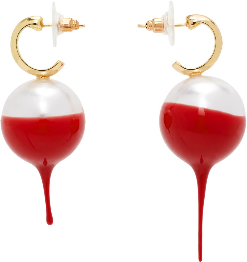 Korvakorut Ottolinger Ottolinger Dipped Pearl Drop Earrings Punainen | 125-902625-02