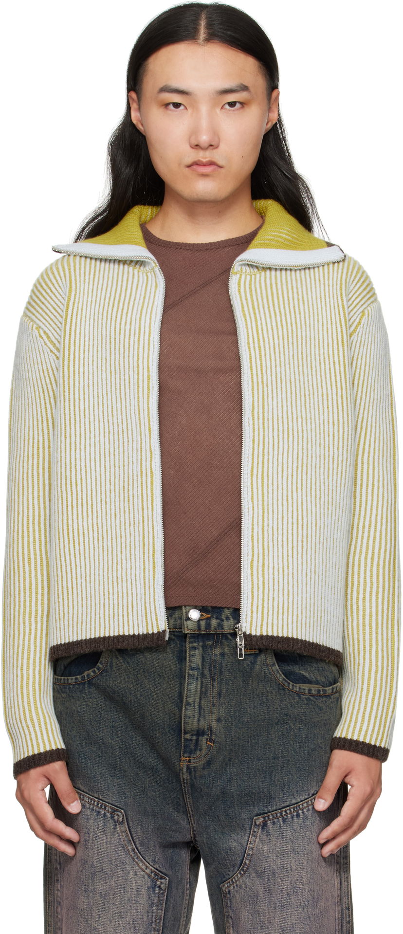 Villapaita Eckhaus Latta Eckhaus Latta Huddle Zip Sweater Keltainen | 8267-EL-PF25-C