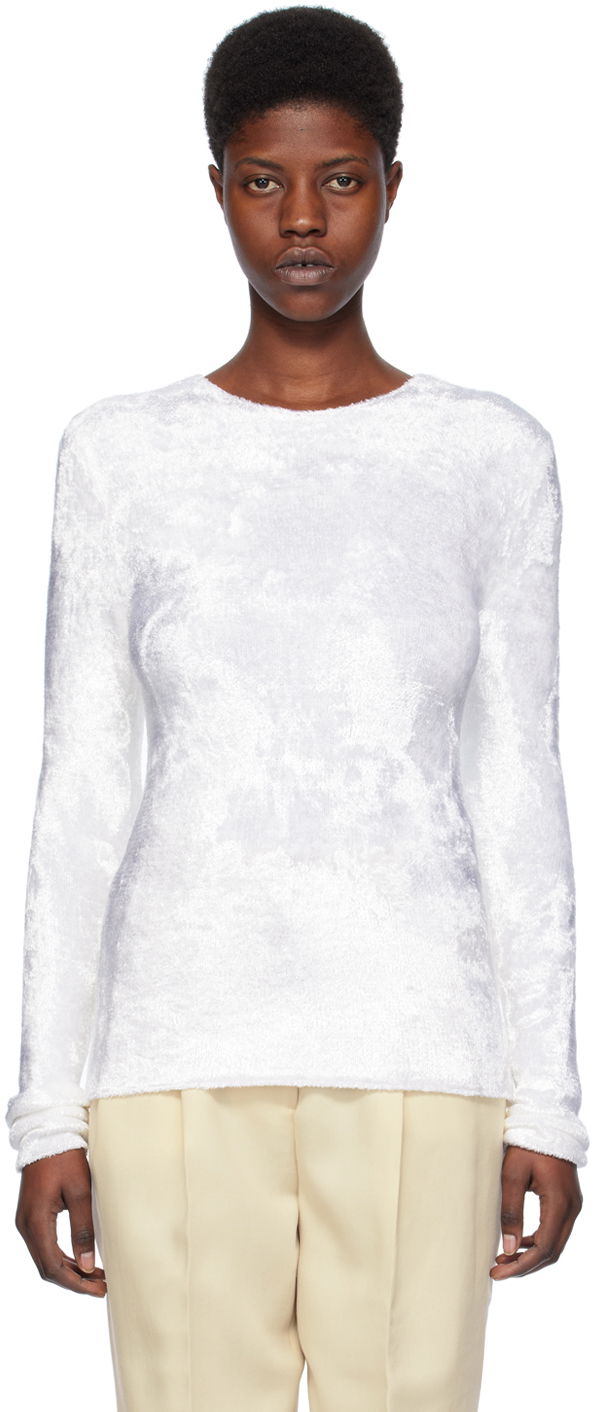 Villapaita TOTEME TOTEME Slim Long Sleeve T-Shirt Valkoinen | 241-WRT1059-YA0026