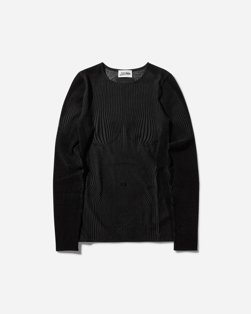 T-paita Jean Paul Gaultier Jean Paul Gaultier Morphing Pinstripes Top Musta | 2431FTO230-T570 0000