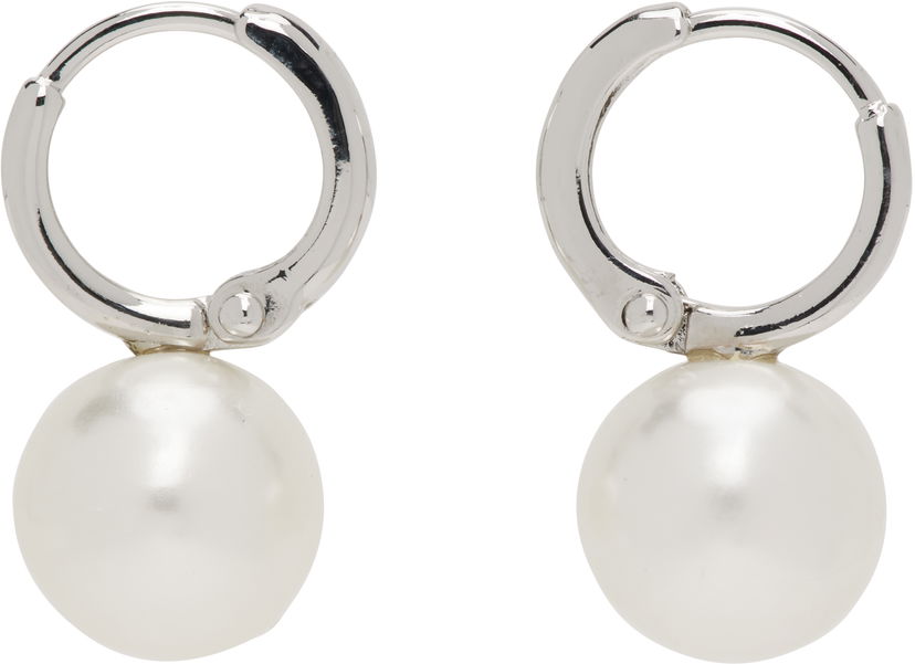 Korvakorut Simone Rocha Simone Rocha Small Pearl Hoop Earrings Valkoinen | ERG84 0904