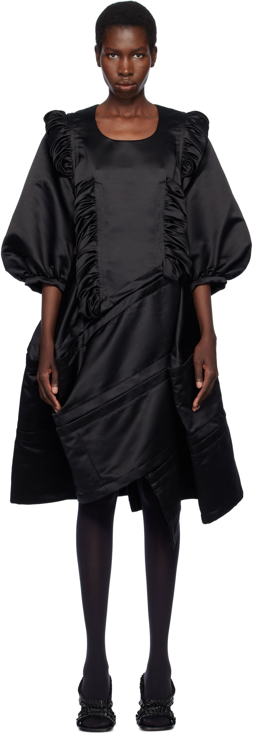 Mekko Comme des Garçons Comme des Garçons Satin Midi Dress Musta | RO-O006-S25