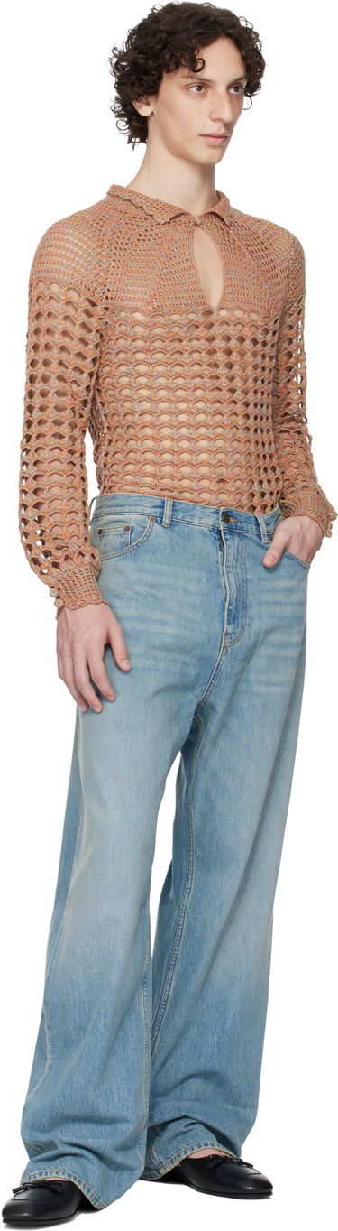 Villapaita Valentino Valentino Cotton & Linen Knit Polo Sweater Oranssi | 6V0KC34AAUTAH2, 4