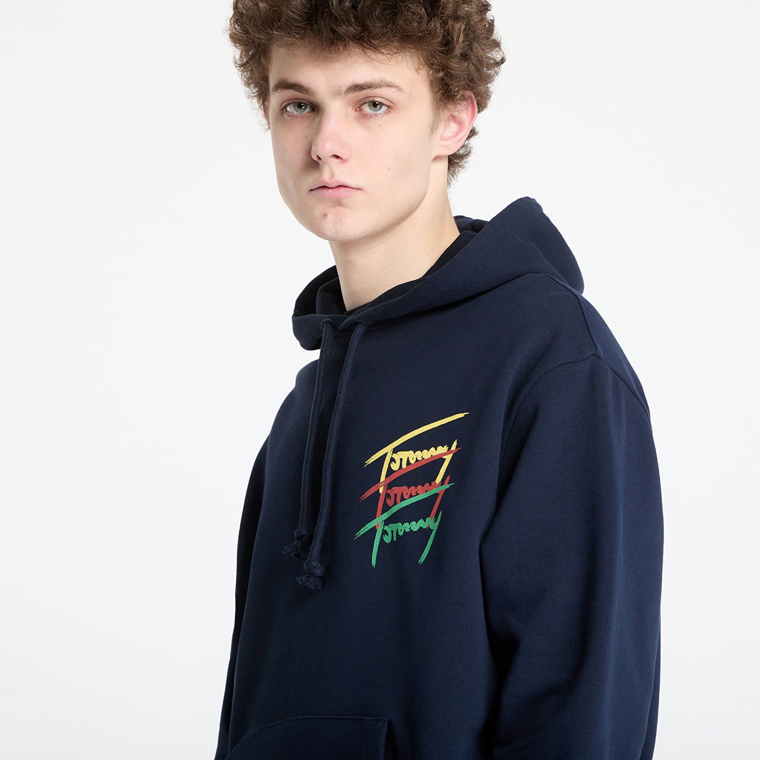 Huppari Tommy Hilfiger Tommy Jeans Relaxed 3 Color Sign Hoodie Tummansininen | DM0DM21372 C1G, 1