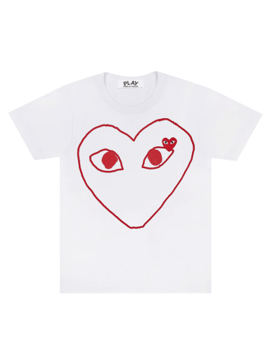 T-paita Comme des Garçons PLAY Outline Heart T-Shirt Valkoinen | AZ T100 051 1