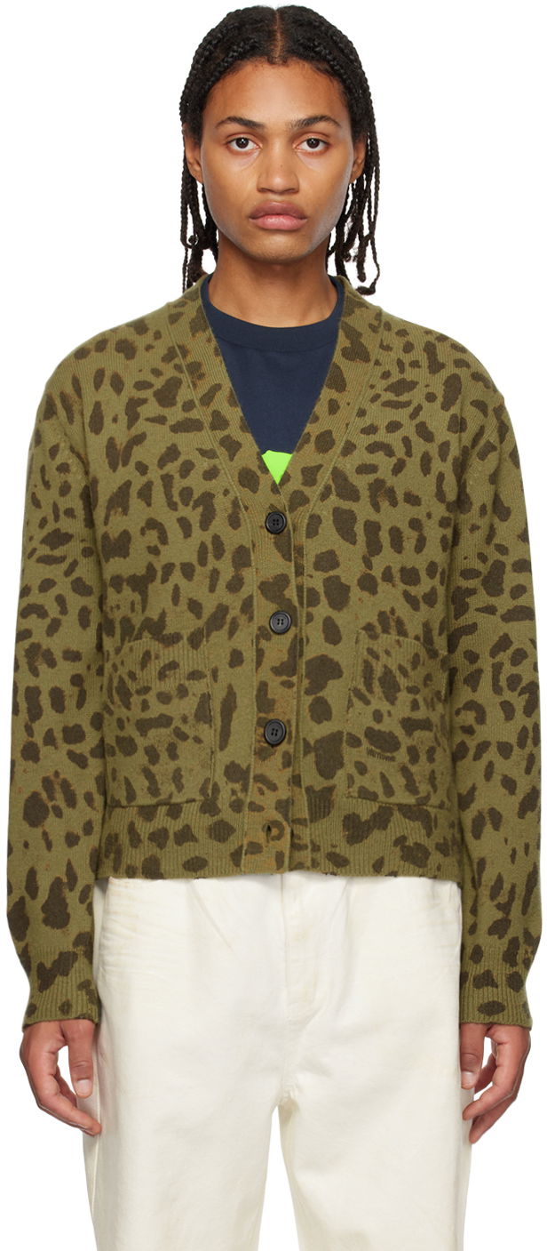 Villapaita We11done We11done Leopard Print Cardigan Vihreä | WD-KC3-23-622-U-KK