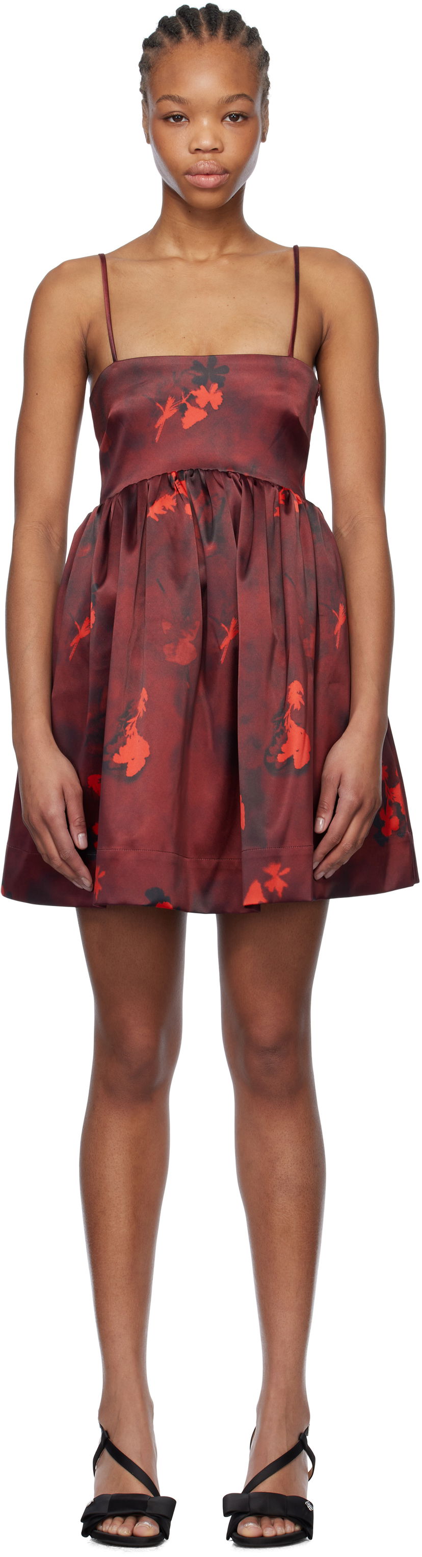 Mekko GANNI GANNI Floral Print Satin Strap Mini Dress Punainen | W0000