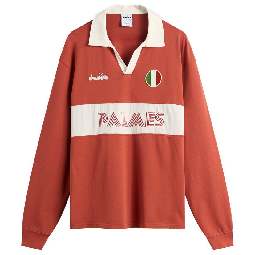Poolopaita Diadora PALMES Legacy Long Sleeve Polo with Italian Flag Patch Punainen | 502-182428-30167