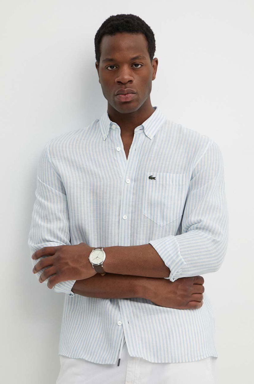 Paita Lacoste Lacoste Linen Regular Fit Button-Down Shirt Sininen | CH6985