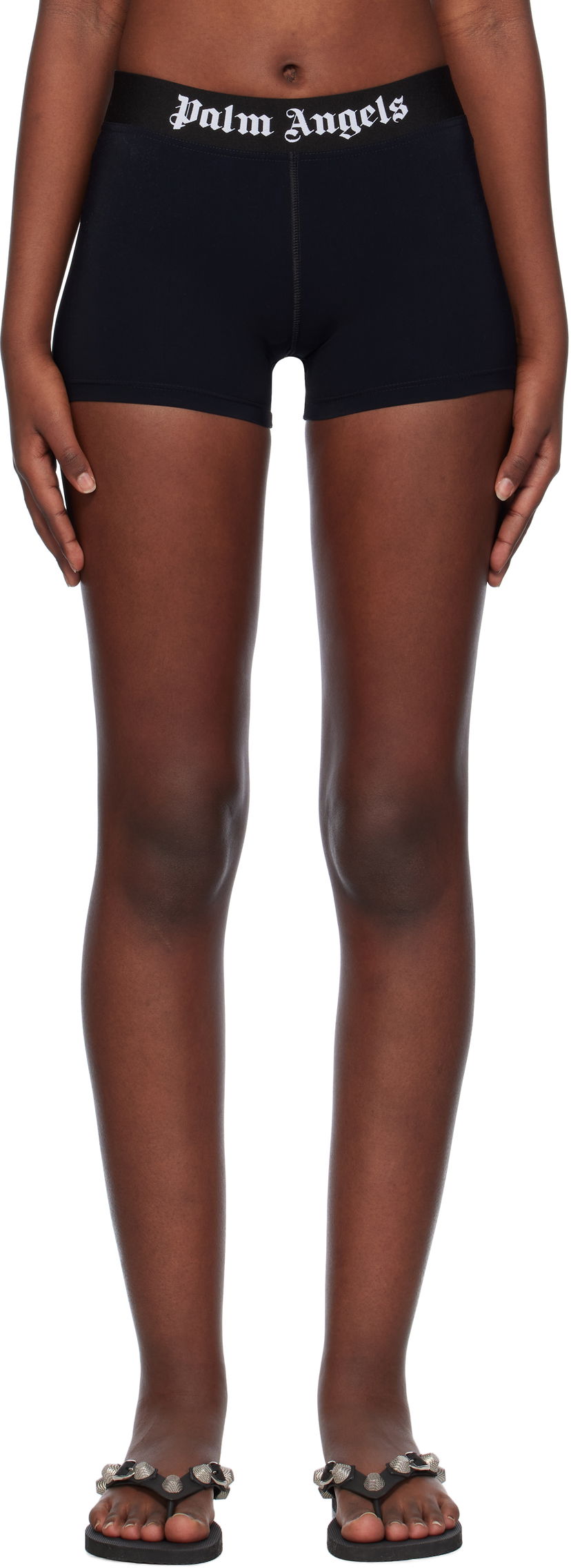 Shortsit Palm Angels Classic Logo Sport Shorts Musta | PWVH010C99FAB0011001