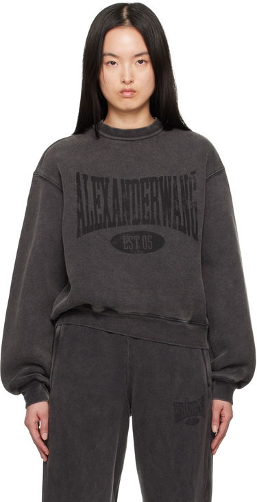 Villapaita Alexander Wang Alexander Wang Distressed Logo Sweatshirt Harmaa | 4CC2251539, 0
