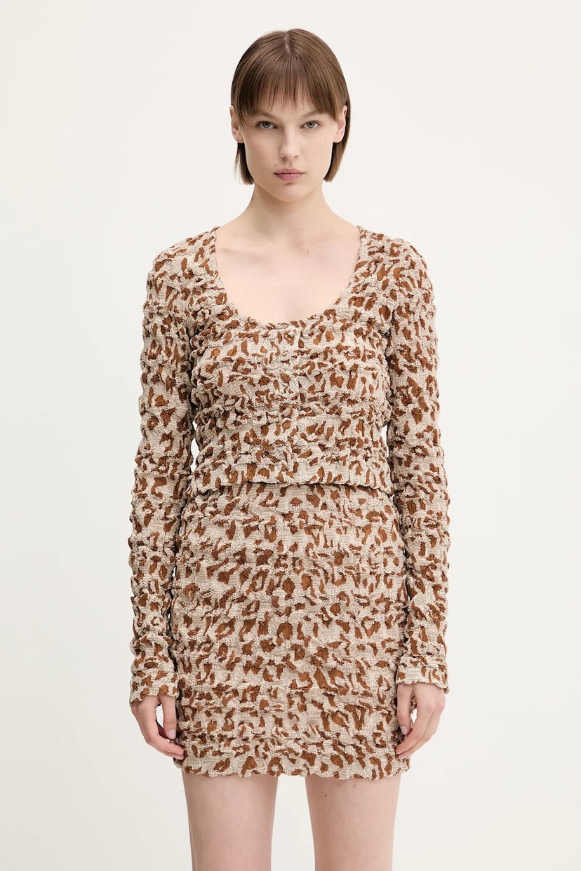 Hame Nanushka Nanushka JYLAN Patterned Knit Top and Mini Skirt Set Beige | NW25SSTP30574