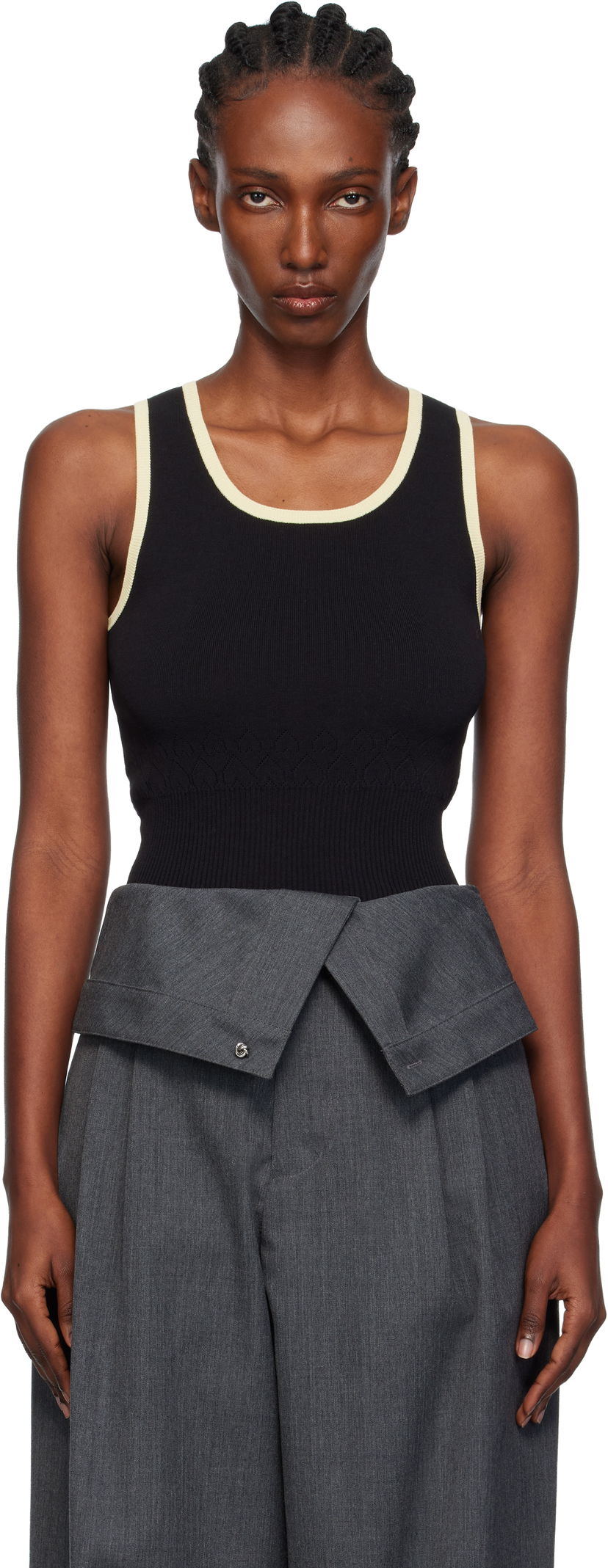 Tankkitoppi JW Anderson JW Anderson Contrast Trim Ribbed Knit Tank Top Musta | KW1442-YN0432