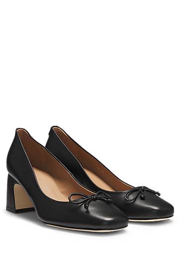 Asusteet BOSS Nappa Leather Heeled Pumps with Bow Detail Musta | 50539005, 0