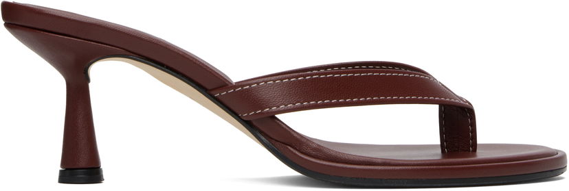 Asusteet Aeyde Aeyde Daphne Leather Toe-Post Heeled Sandals Burgundia | A11-HS-AEAR75CI187-SS25-955-007