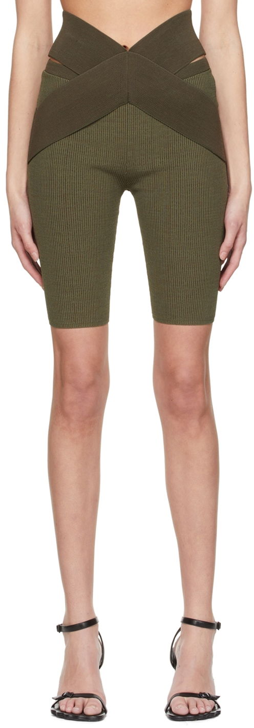 Shortsit Dion Lee Cross Waistband Ribbed Bike Shorts Vihreä | C7081S22
