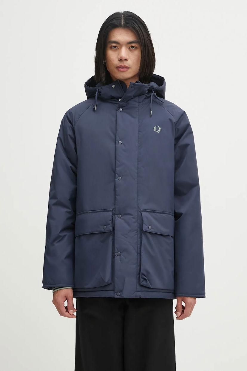 Takki Fred Perry Fred Perry Hooded Winter Jacket Tummansininen | J8519