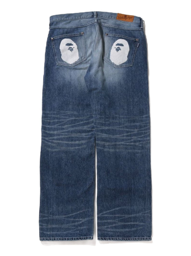 Jeans BAPE Ape Head Relaxed Fit Denim Jeans Tummansininen | 1I80-150-001