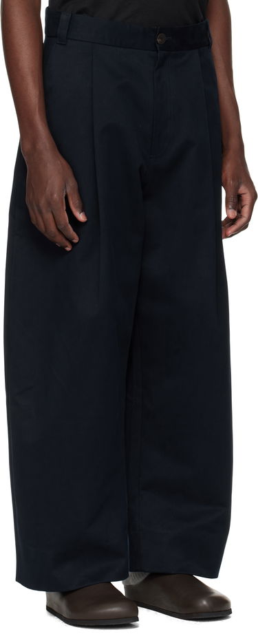 Housut Studio Nicholson Studio Nicholson Pleated Wide-Leg Trousers Tummansininen | SORTE SNM - 1248, 4