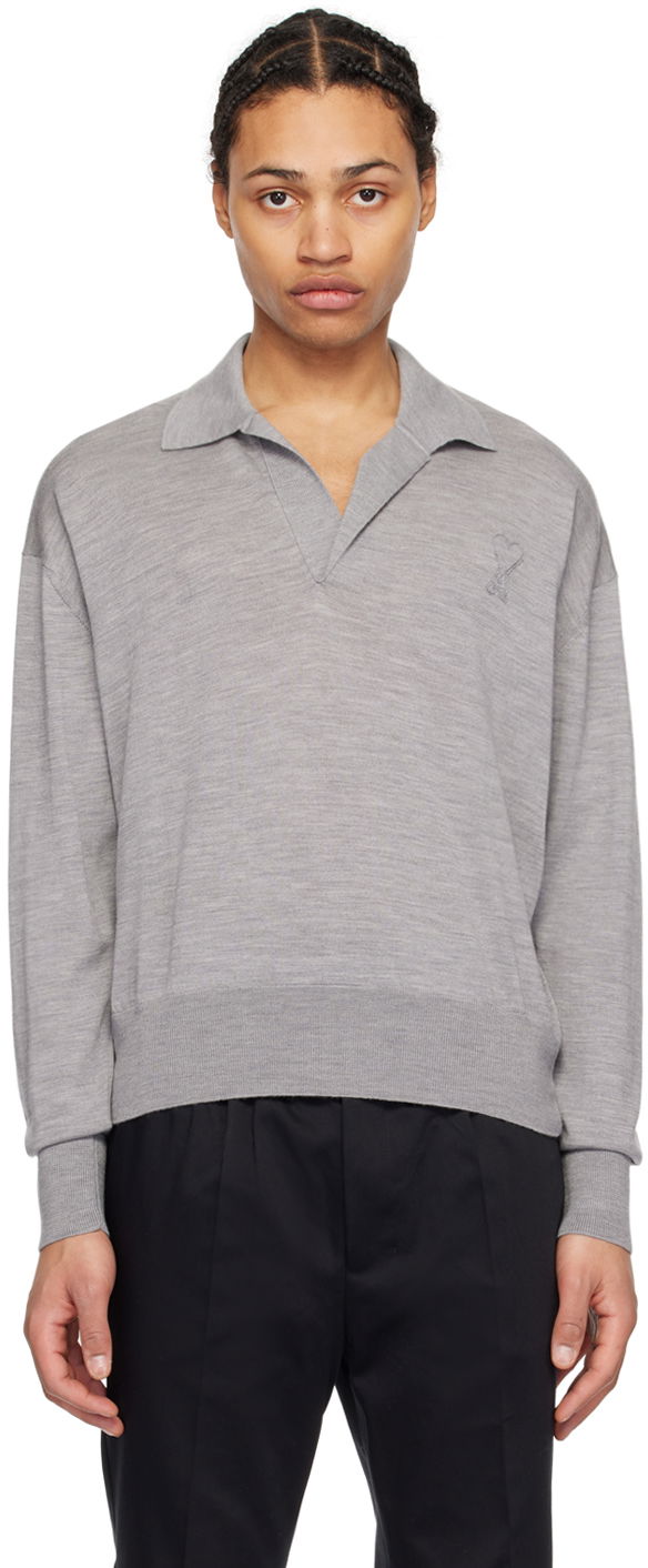 Poolopaita AMI Paris de Cœur Polo Harmaa | UPL342.KN0039