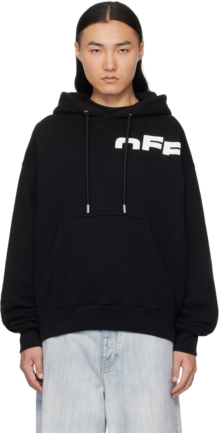 Huppari Off-White Split Logo Hoodie Musta | OMBB085S25FLE00G1001