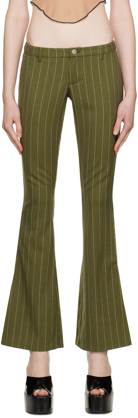 Housut Miaou Miaou Thea Pinstripe Flare Trousers Vihreä | 1029SWBOVP