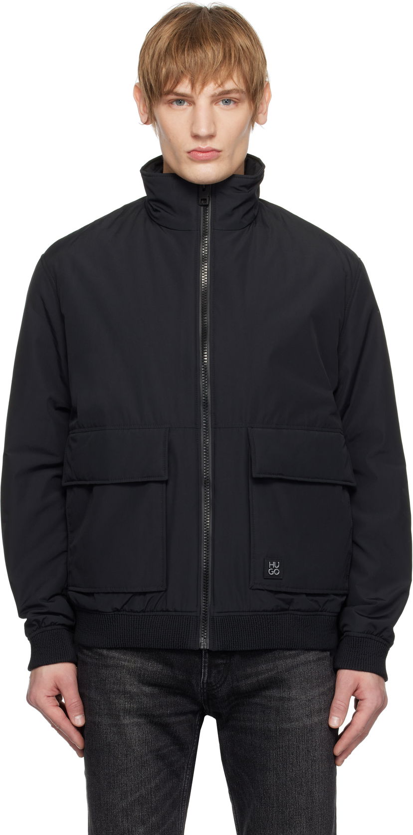 Bomber-takki BOSS Water-Repellent Bomber Jacket Musta | 50530766