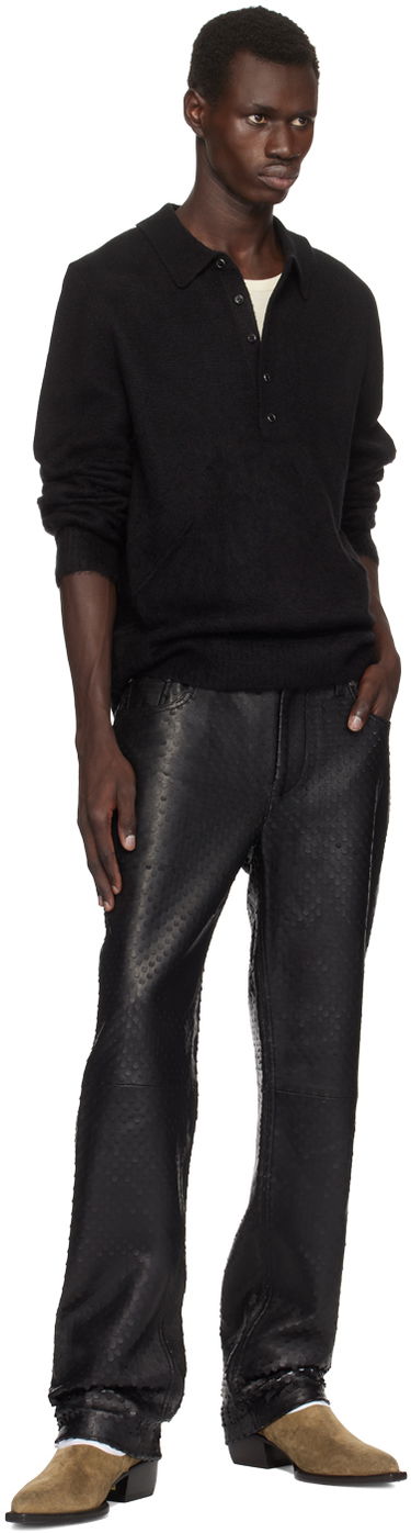Jeans Helmut Lang Helmut Lang Hole-Punched Worker Leather Pants Musta | O06HM210, 3