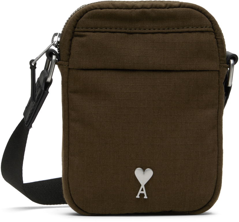 Olkalaukku AMI AMI Small Ami de Coeur Canvas Crossbody Bag Vihreä | ULL011.AW0074