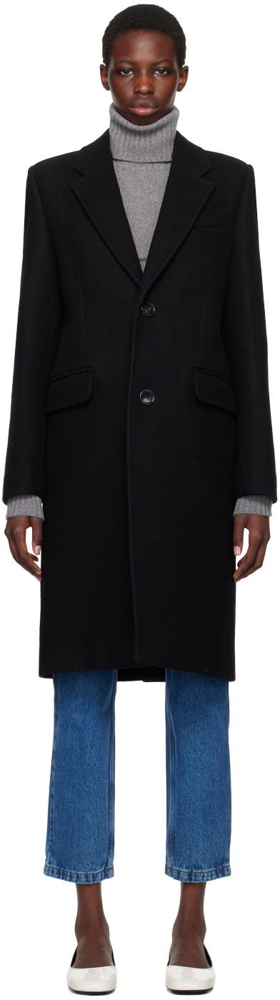 Takit AMI Paris Black Two-Button Coat Musta | FCO010.WV0049