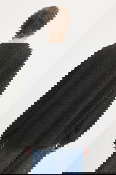 Villapaita GANNI Fine Brushed Alpaca Banana Oversized Sweater Harmaa | K2516, 2