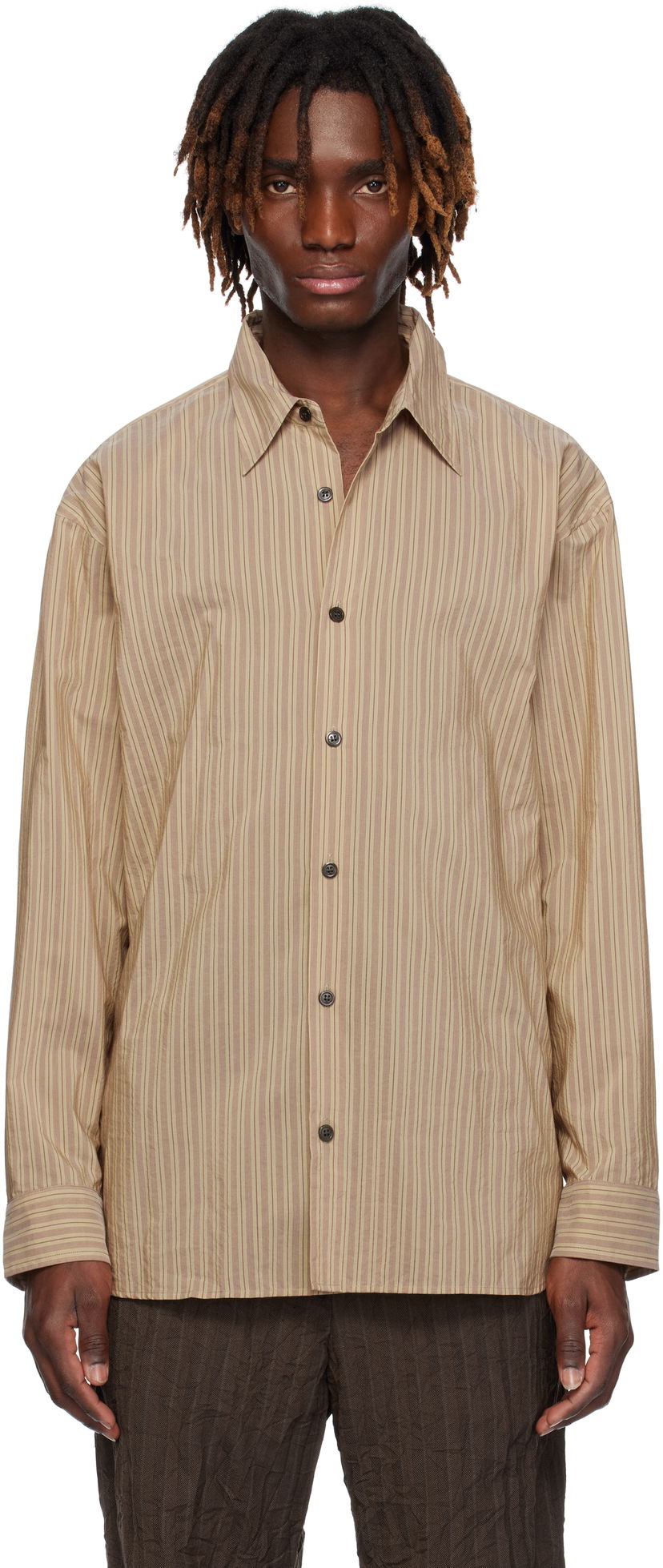 Paita Dries Van Noten Dries Van Noten Loose Cotton Shirt Beige | 251-020732-1524