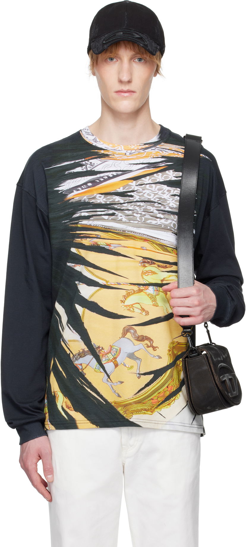 T-paita Diesel Diesel Carousel Graphic Long Sleeve T-Shirt Musta | A19652-0PJBL-9XXA