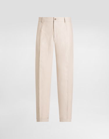 Housut Dolce & Gabbana Dolce & Gabbana Linen Pants with Turn-Ups Beige | GP11XTFU4MCM0722, 0
