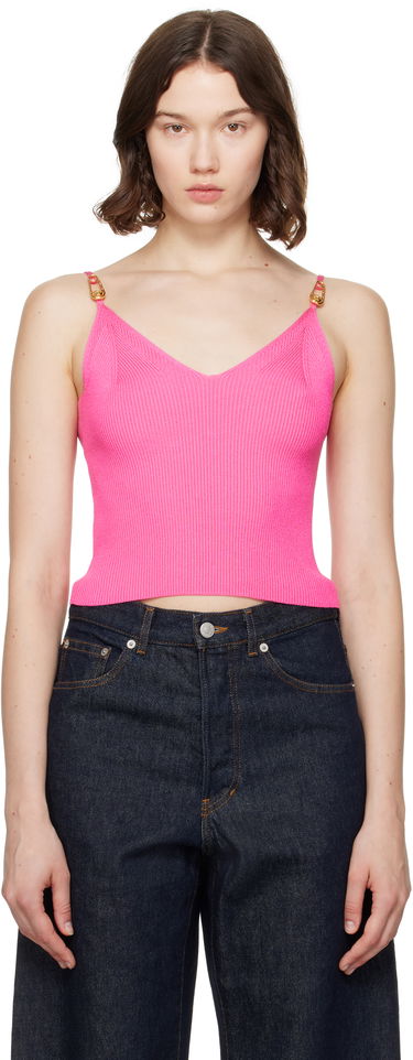 Tankkitoppi Versace Versace Safety Pin Knit Crop Camisole Vaaleanpunainen | 1017770_1A12699, 0