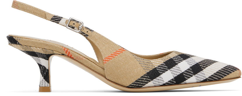 Tennarit ja kengät Burberry Burberry Birdie Check Slingback Pumps Beige | 8106171