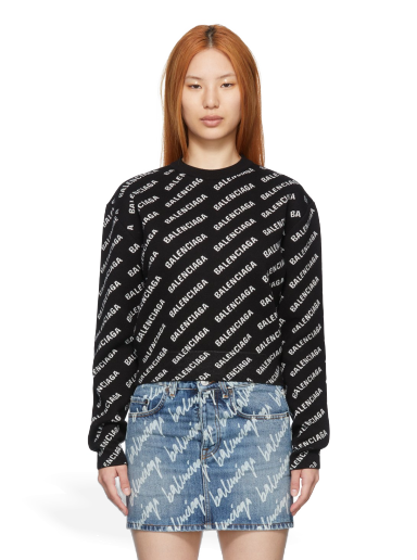 Villapaita Balenciaga Mini Allover Sweater Musta | 694255 T3233