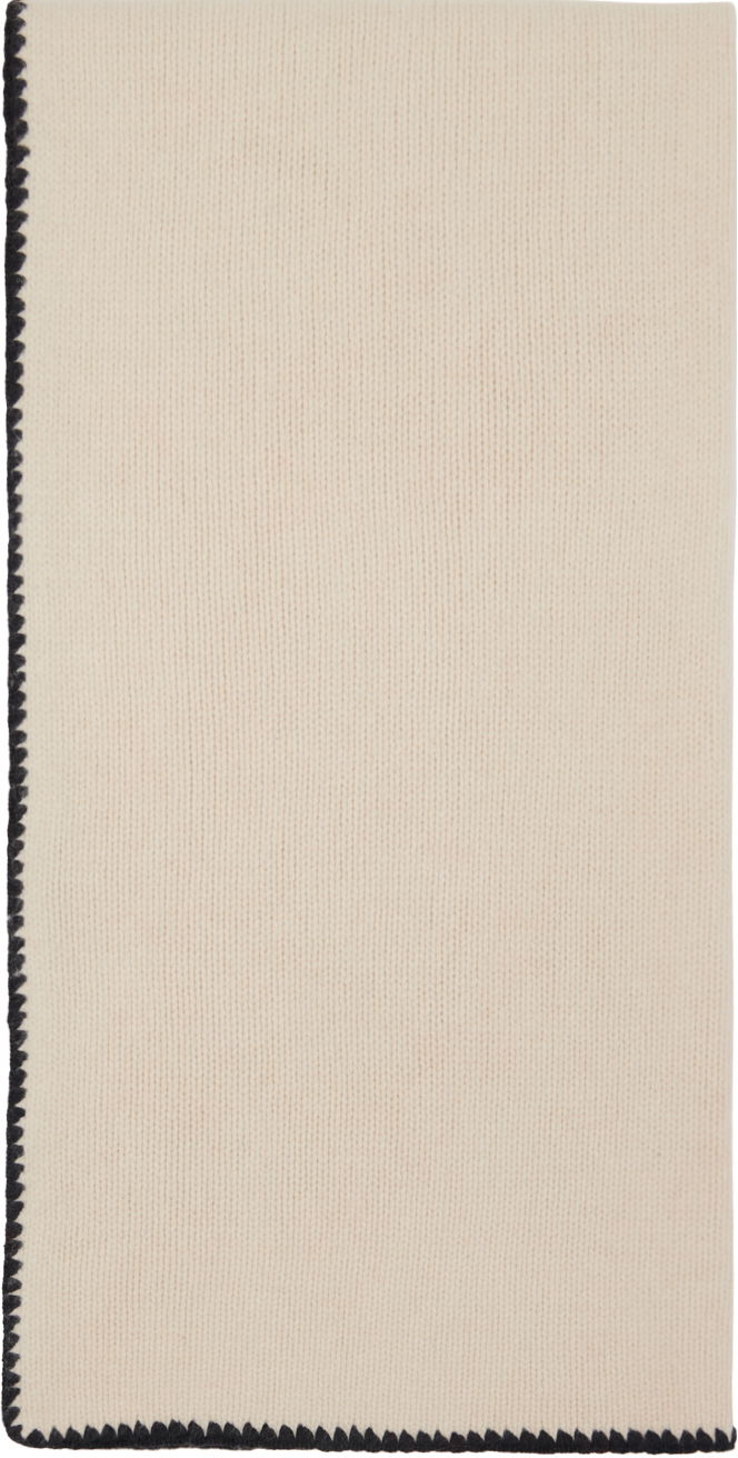 Huivi TOTEME TOTEME Embroidered Wool Cashmere Scarf Beige | 241-WSC1233-YA0004