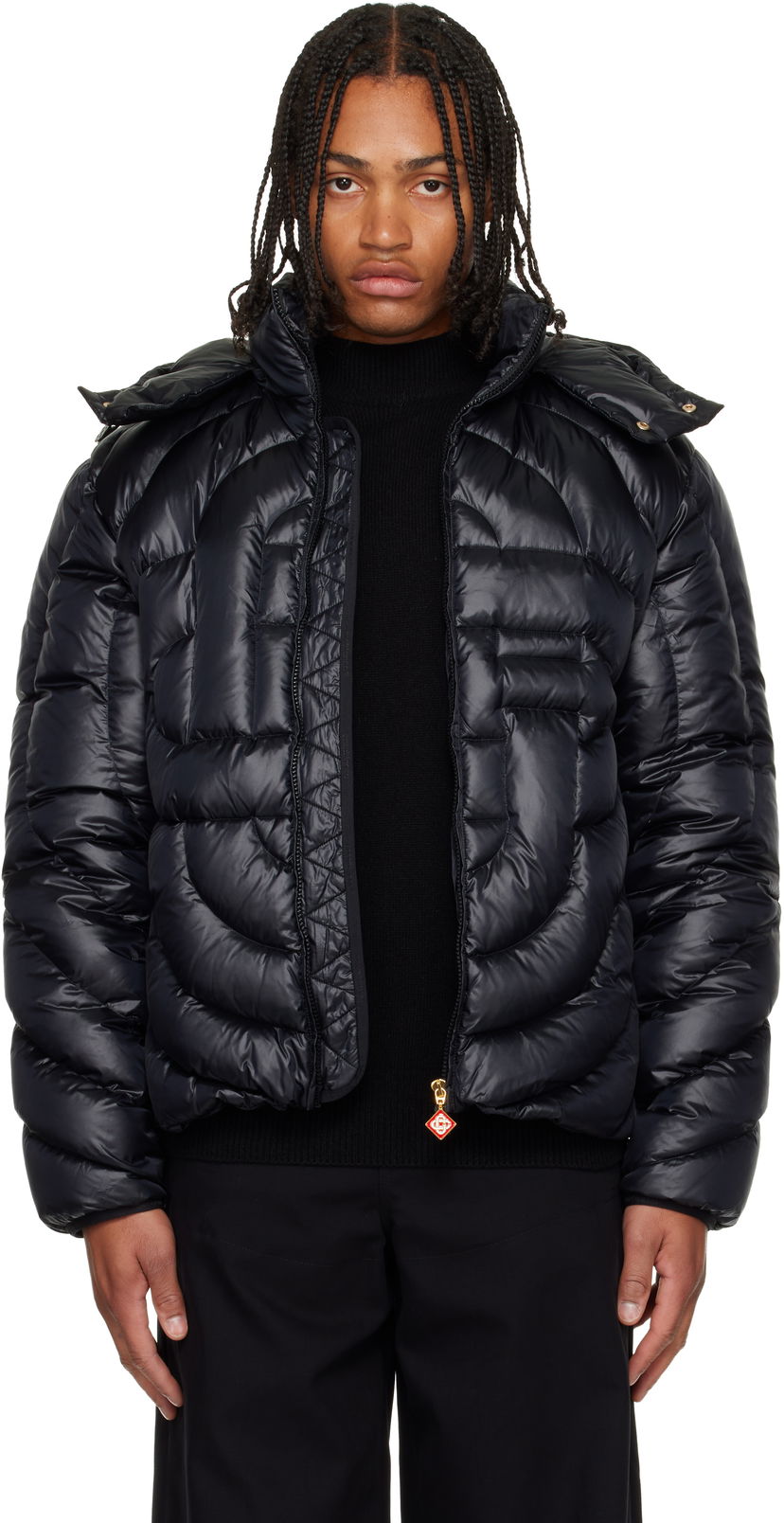 Puffer takki Casablanca Monogram Quilted Nylon Down Puffer Jacket Musta | M-AW25-OT-140-01