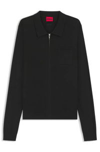 Regular-Fit Knit Zip-Front Jacket