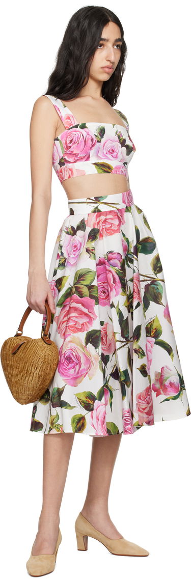 Hame Dolce & Gabbana Dolce&Gabbana Rose-Print Crop Top Valkoinen | F7U70T HS5S4, 3